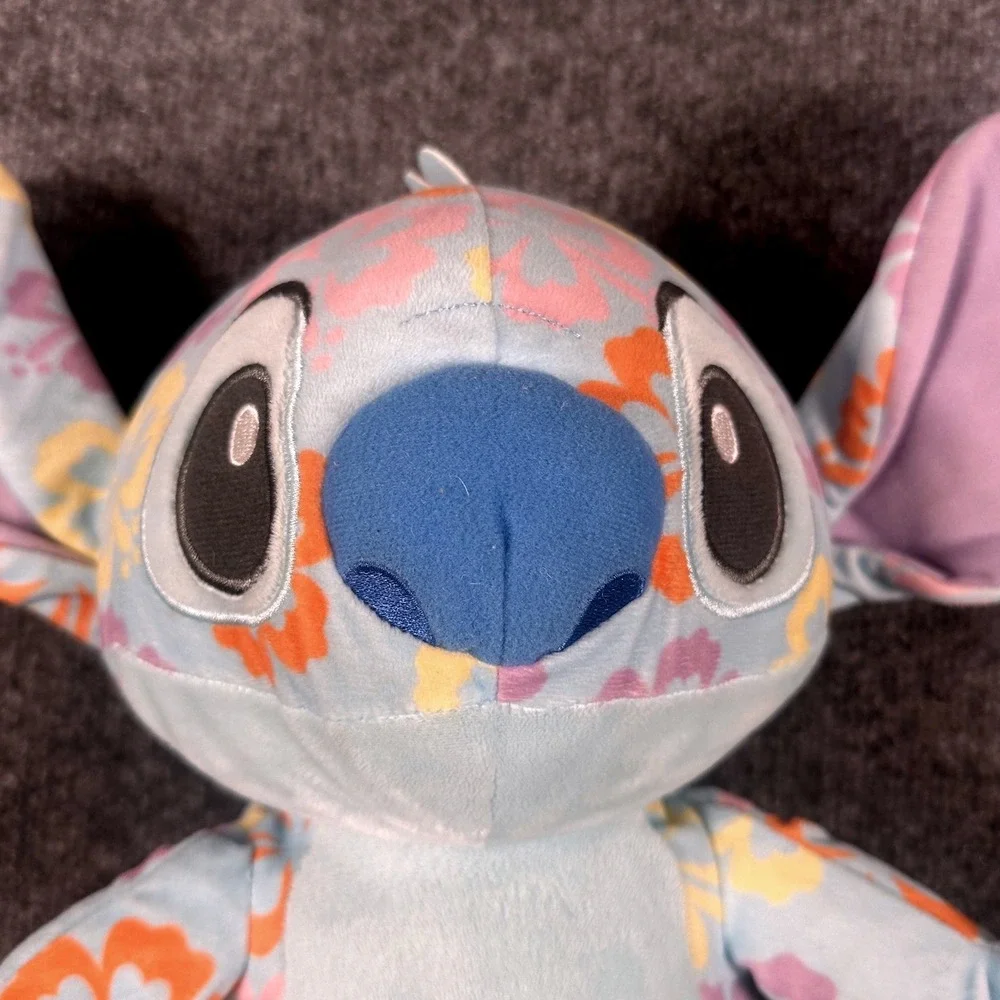 Disney Store Stitch 626 Day Floral Hibiscus Plush Blue Orange Pink 12 Inch